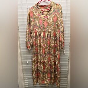 Elegant Paisley Long Sleeve Dress